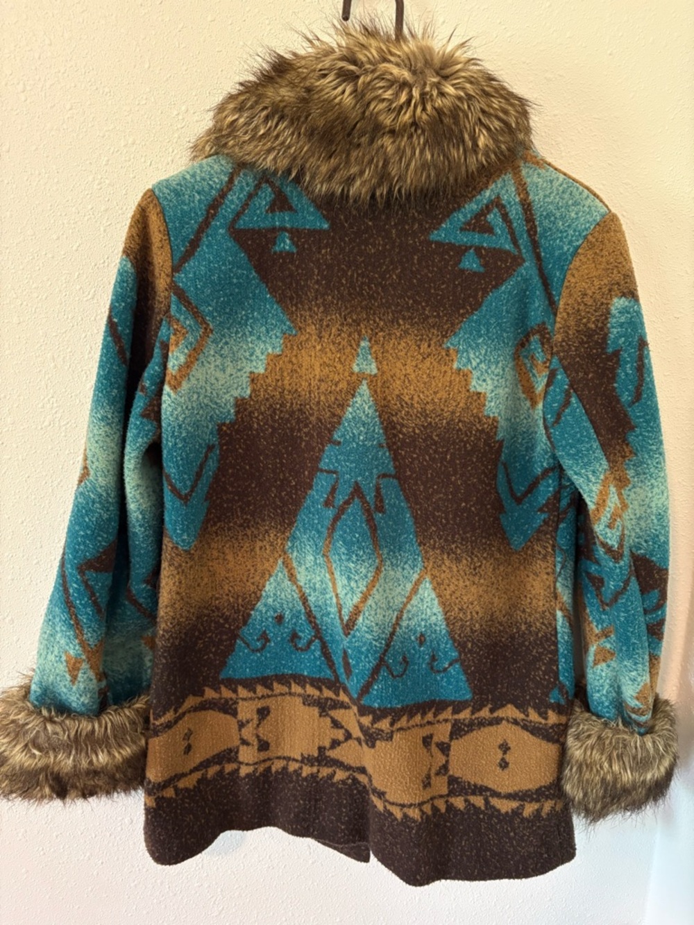 Tasha Polizzi Women’s Southwestern Fuax Fur Coat - Picture 2 of 5